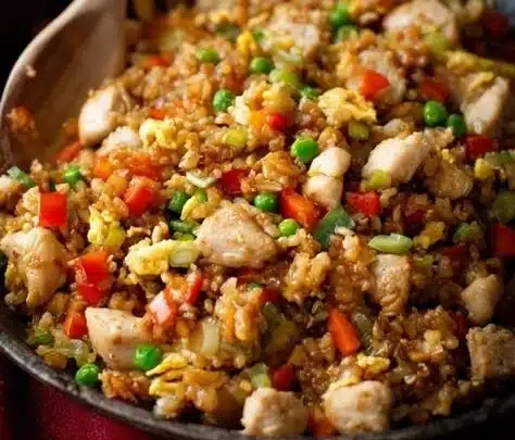 Amazing fried rice cooked on Blackstone griddle, perfect for family meals.