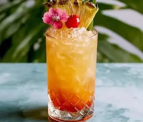 Classic Mai Tai cocktail with vibrant colors and garnishes