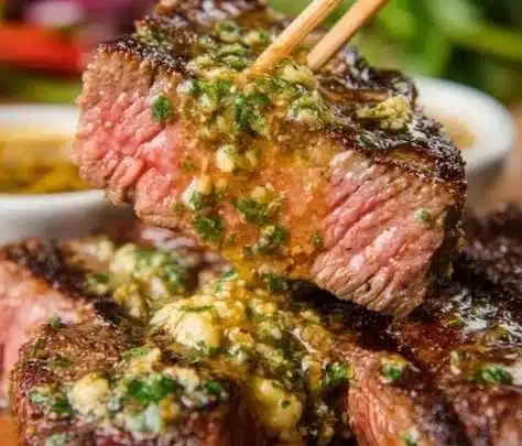 Homemade Cowboy Butter spread on grilled corn with herbs and spices