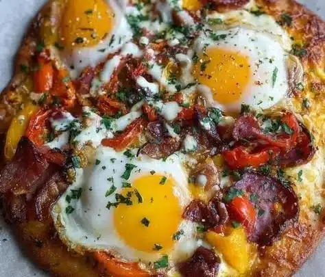 A customizable breakfast bake featuring eggs, vegetables, and cheese in a casserole dish.