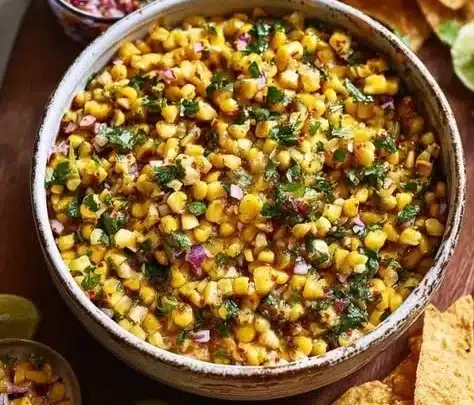 Delicious bowl of homemade Mexican salsa with fresh ingredients.