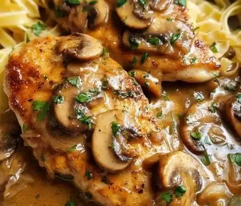 Delicious Homemade Chicken Marsala with mushrooms and wine sauce