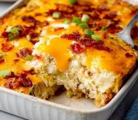 Delicious crack breakfast casserole loaded with savory ingredients