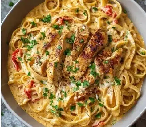 Delicious Cajun Chicken Pasta with grilled chicken and creamy sauce