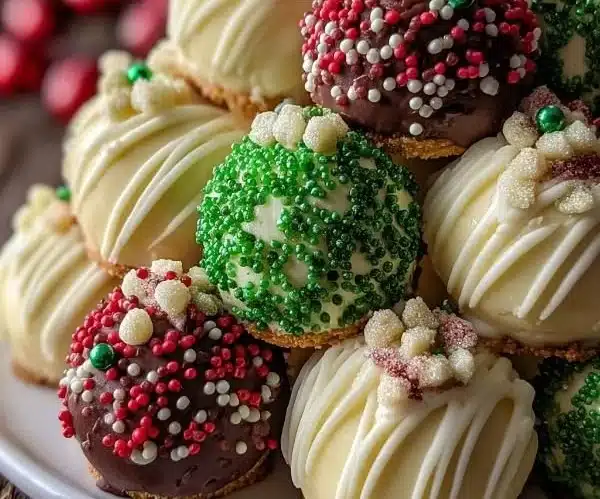 Delicious Christmas Tree Cake Truffles decorated for holiday celebrations