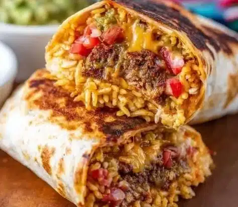 Mouthwatering grilled cheese burrito with melted cheese and crispy tortilla