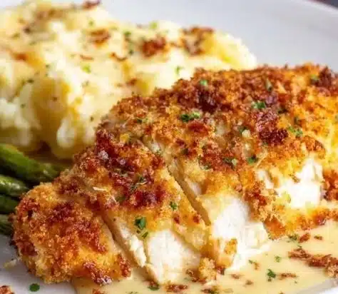 Delicious Parmesan Chicken dish from Longhorn Steakhouse served with sides