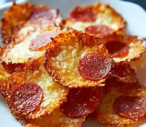 Delicious pepperoni cheese crisps served in a bowl