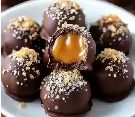Delicious salted caramel fudge truffles with a smooth and creamy texture